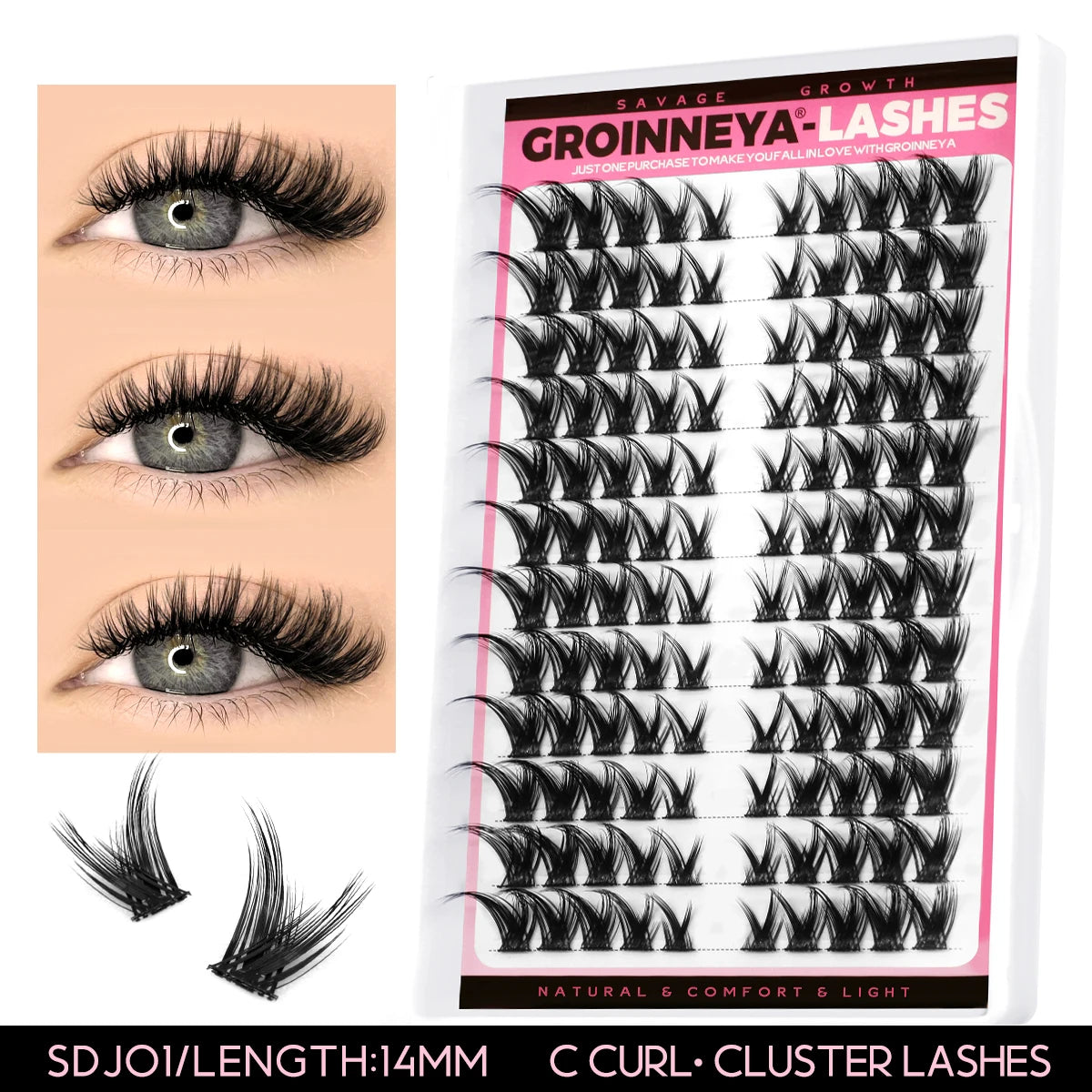 Lashes Clusters Set Extensions Kit Fake eyelashes Mix Lash Clusters with Lash Bond Seal and Lash Applicator Tool Makeup