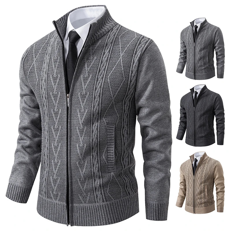 autumn and winter new cashmere padded warm casual men's knitted sweater coat