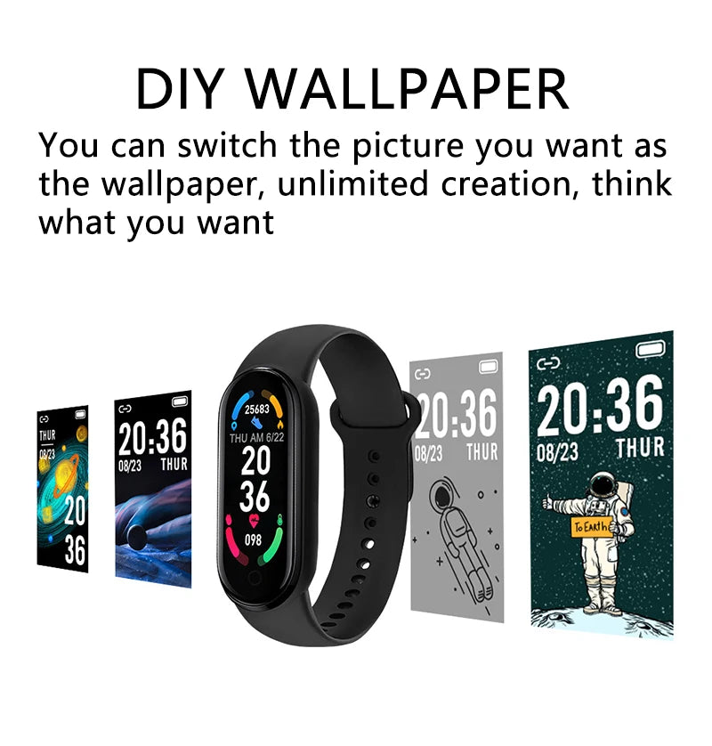 M6 Smart Watch Men Women Fitness Smart Bracelet Sports