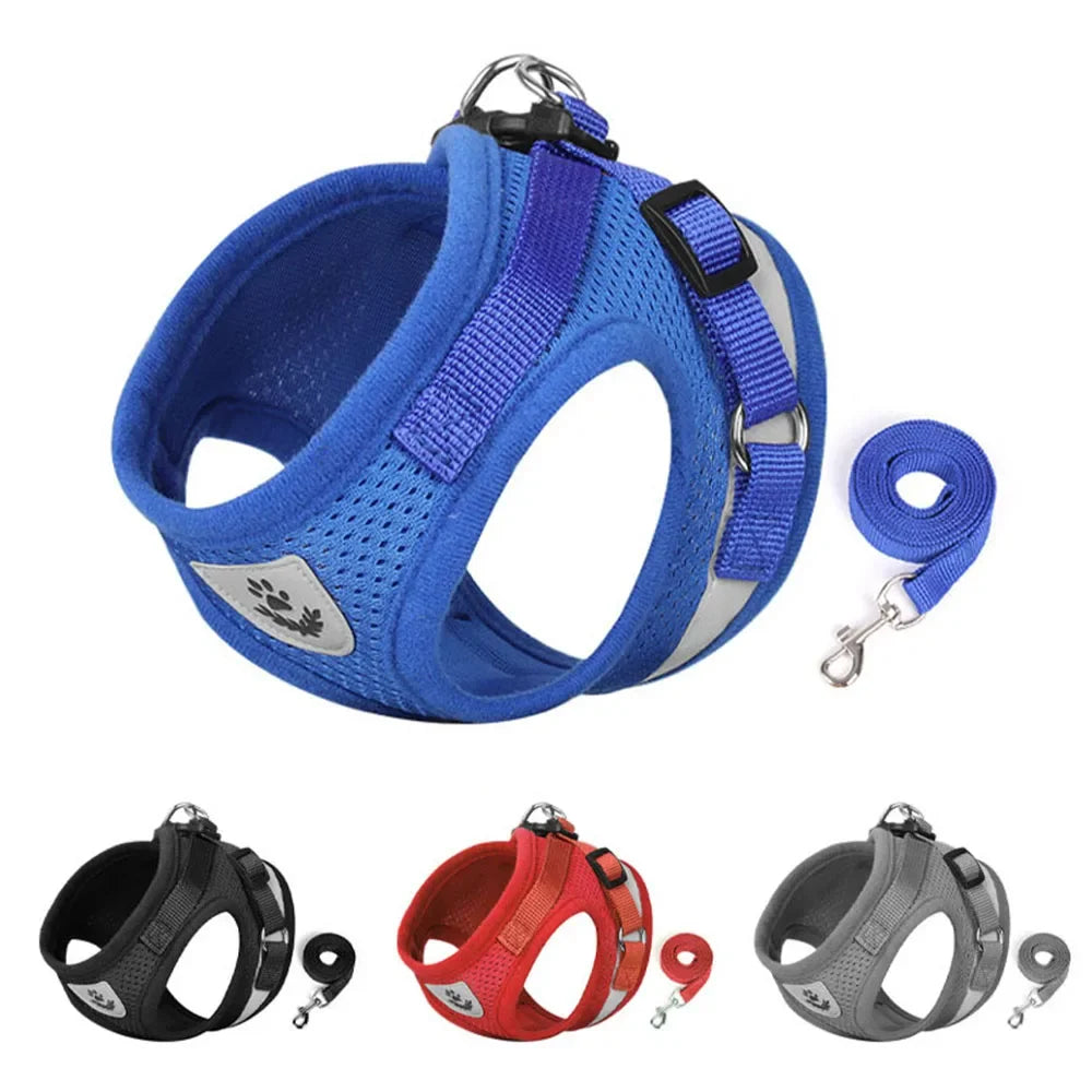 Cat Harness Lead Leash Set Adjustable Reflective Escape Proof Pet Mesh