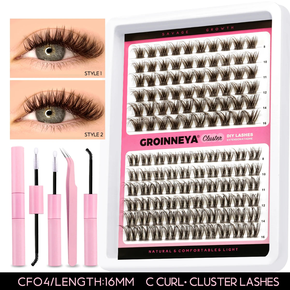 Lashes Clusters Set Extensions Kit Fake eyelashes Mix Lash Clusters with Lash Bond Seal and Lash Applicator Tool Makeup