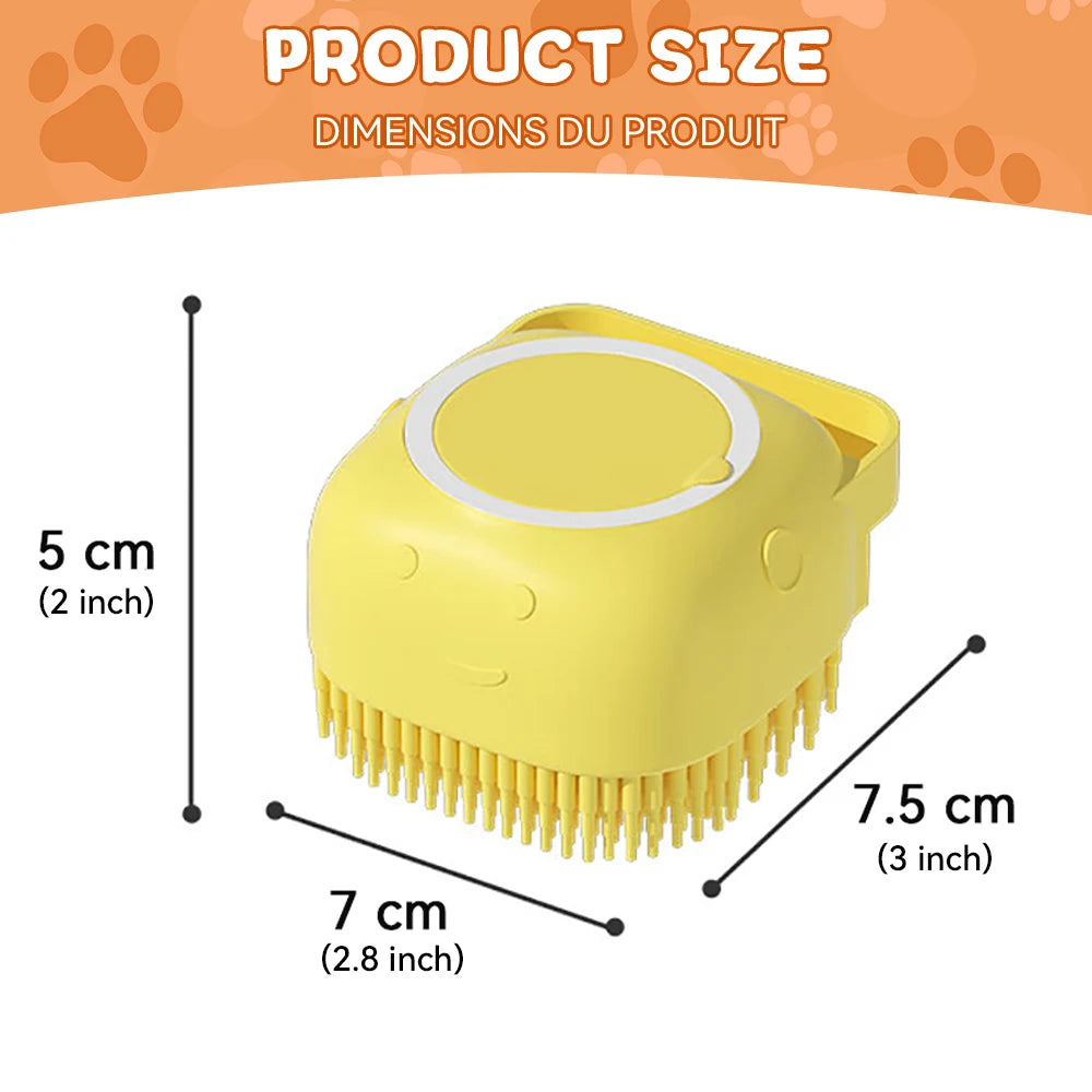 Dog Bathing Brush Pet Massage Brush Shampoo Dispenser Soft Silicone Brush Rubber