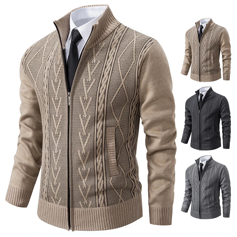 autumn and winter new cashmere padded warm casual men's knitted sweater coat