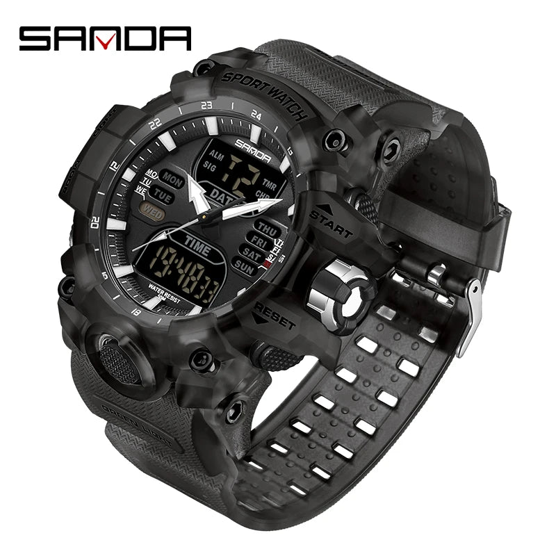 SANDA Luxury G Style Men's Electronic Watch Outdoor Sports LED Analog