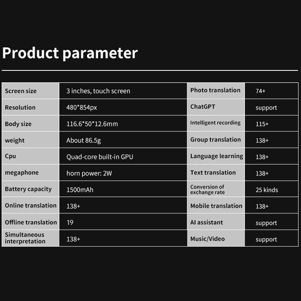 S80 Pro Portable Language Translator Device with 138 language