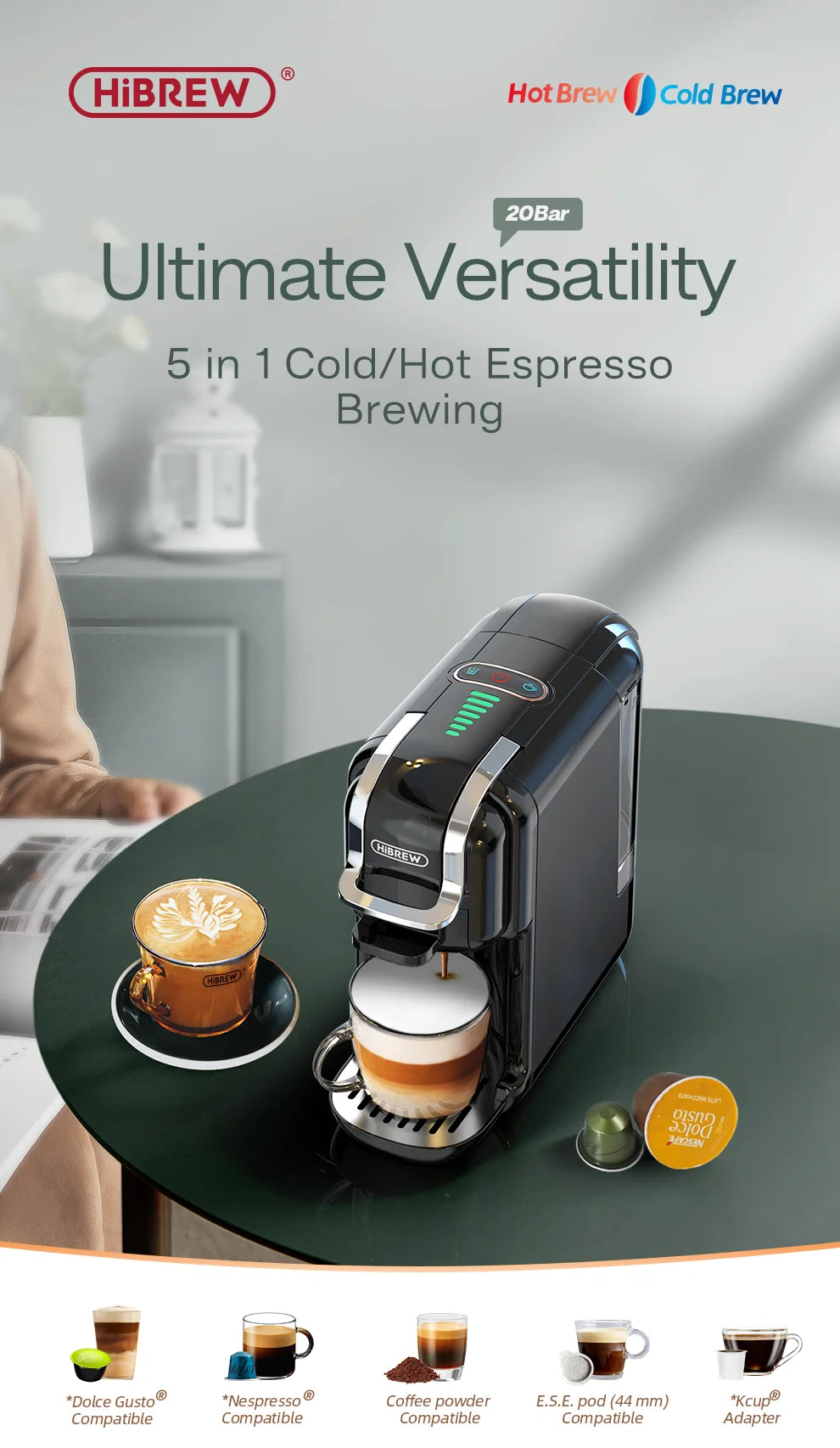 HiBREW 5 in 1 Multiple Capsule Coffee Machine