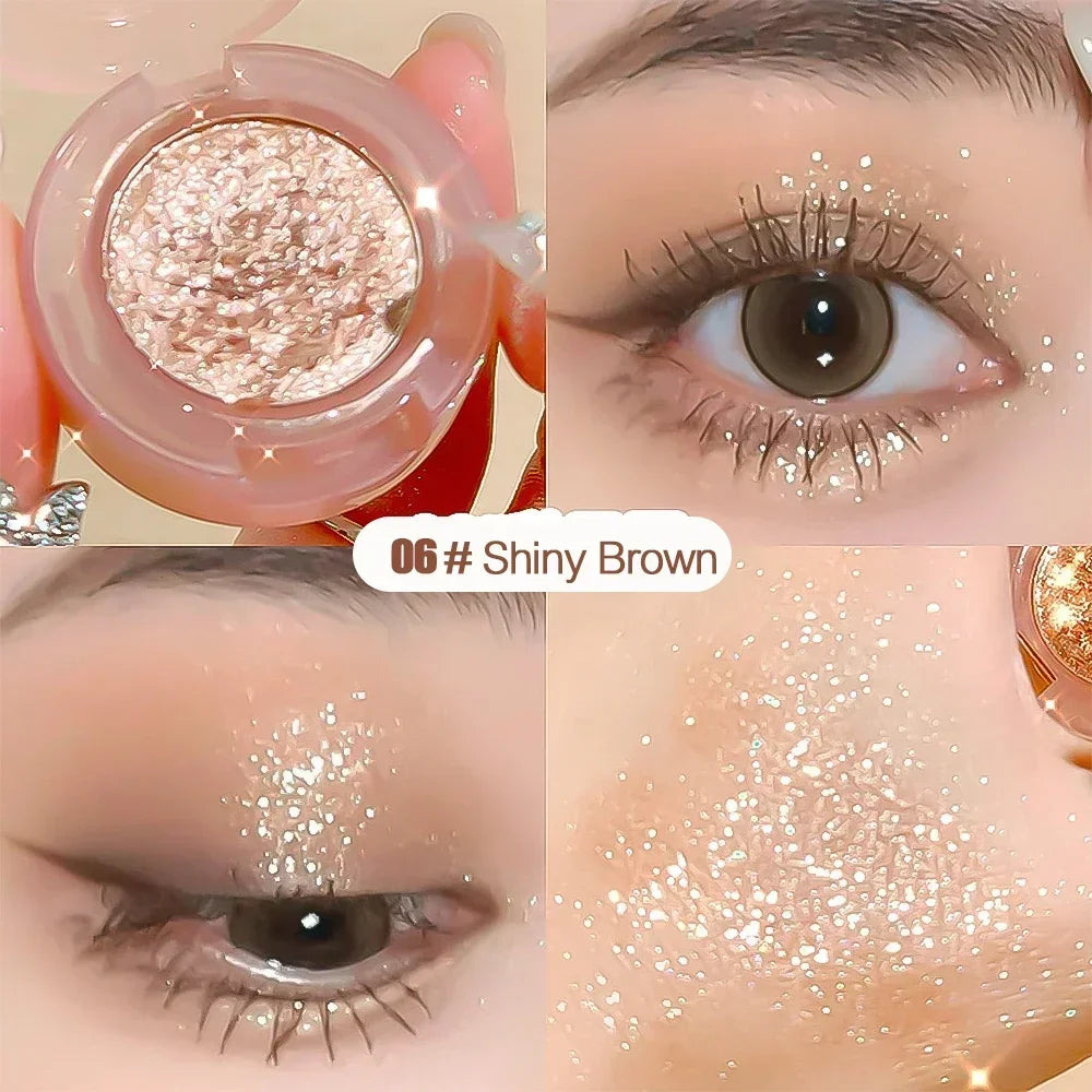 Diamond Glitter Monochrome Eyeshadow Palette Discoloration Eyeshadow Highlighter Sequins Waterproof Lasting Eyes Makeup Pigments