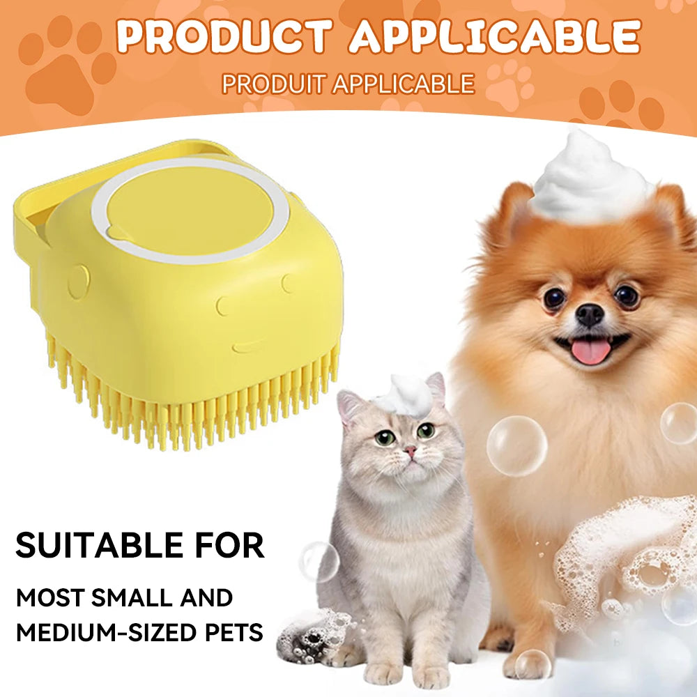 Dog Bathing Brush Pet Massage Brush Shampoo Dispenser Soft Silicone Brush Rubber