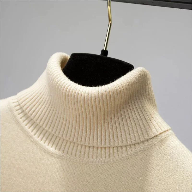 Turtleneck Winter Sweater Women Elegant Thicken Velvet Lined Warm Sweter