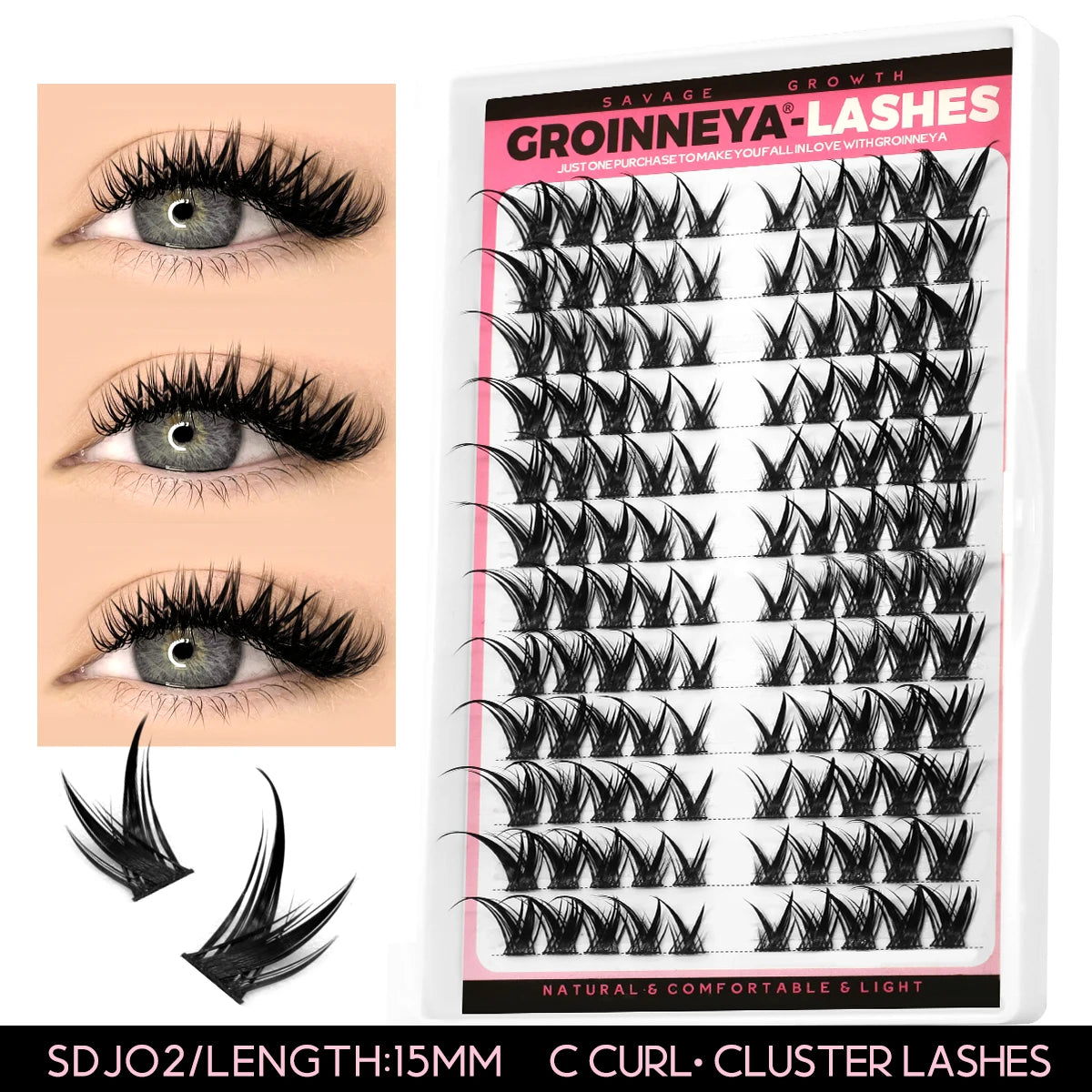 Lashes Clusters Set Extensions Kit Fake eyelashes Mix Lash Clusters with Lash Bond Seal and Lash Applicator Tool Makeup